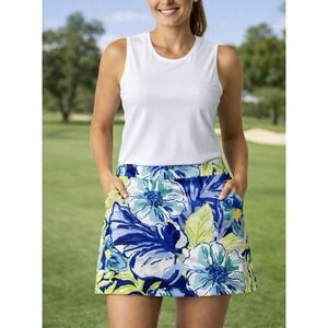 Rafaella Floral Golf Skort Pickleball Tennis Stretch Pull-On Pockets Women's XL